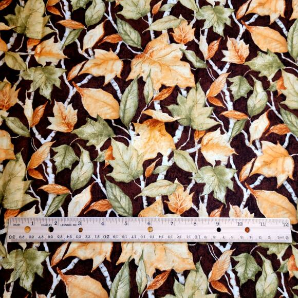 Cotton Fabric Birch Leaves by Susan Winget Autumn Foliage Brown Gold 25 x 44 in - Picture 4 of 9